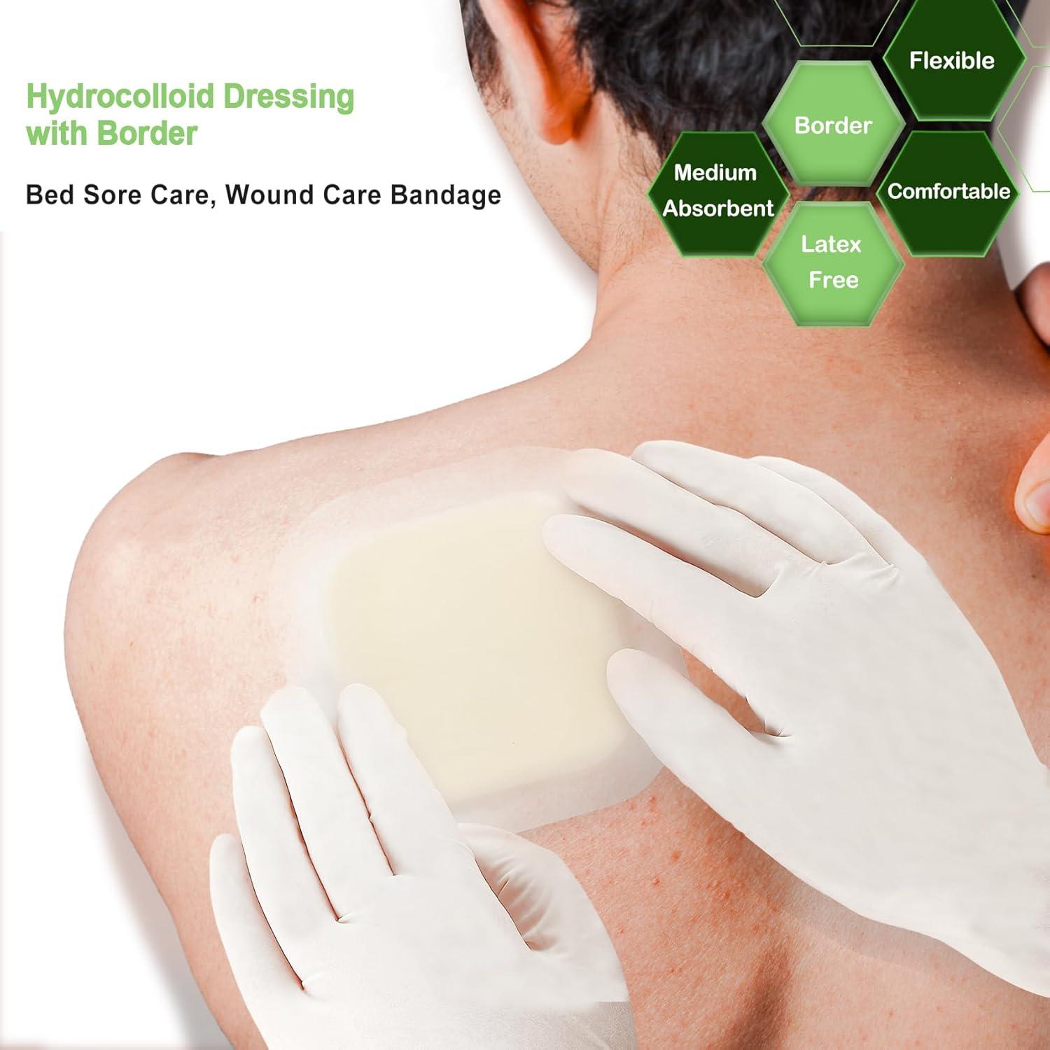 imageHydrocolloid Bandages Hydrocolloid Wound Dressing Thin Type 4x4 for Dry to Light Exudate Wound Bed Sore Pressure Ulcer Minor Burns Abrasions Cuts 10 Packs from NeuHeils4x4 Border