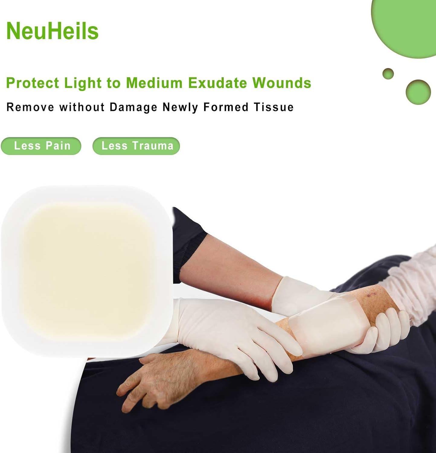 imageHydrocolloid Bandages Hydrocolloid Wound Dressing Thin Type 4x4 for Dry to Light Exudate Wound Bed Sore Pressure Ulcer Minor Burns Abrasions Cuts 10 Packs from NeuHeils4x4 Border