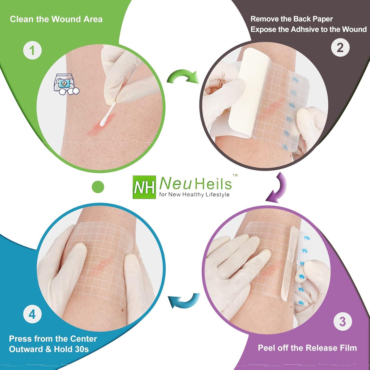 imageHydrocolloid Bandages Hydrocolloid Wound Dressing Thin Type 4x4 for Dry to Light Exudate Wound Bed Sore Pressure Ulcer Minor Burns Abrasions Cuts 10 Packs from NeuHeils4x4 Thin
