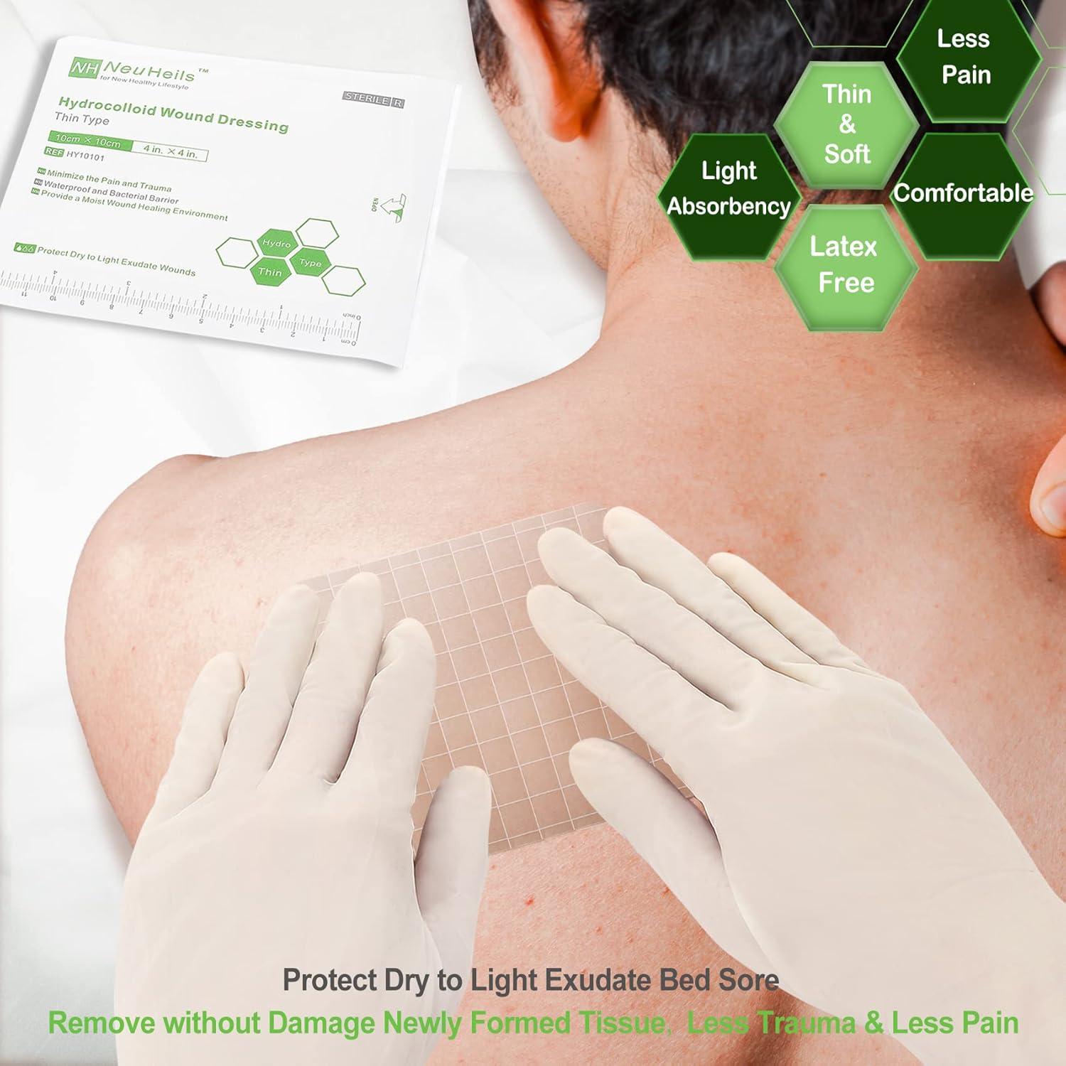 imageHydrocolloid Bandages Hydrocolloid Wound Dressing Thin Type 4x4 for Dry to Light Exudate Wound Bed Sore Pressure Ulcer Minor Burns Abrasions Cuts 10 Packs from NeuHeils4x4 Thin