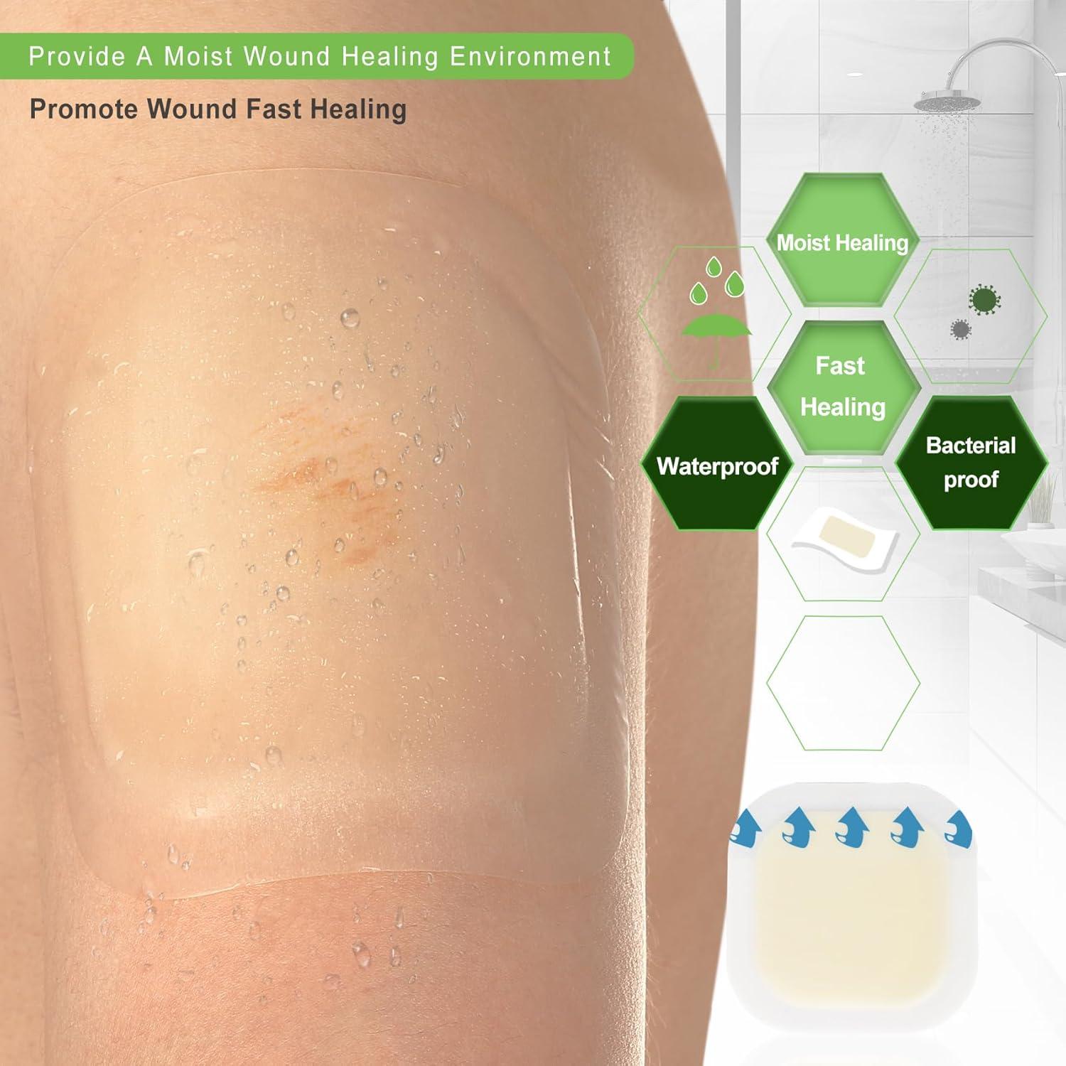imageHydrocolloid Bandages Hydrocolloid Wound Dressing Thin Type 4x4 for Dry to Light Exudate Wound Bed Sore Pressure Ulcer Minor Burns Abrasions Cuts 10 Packs from NeuHeils4x4 Border