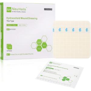 imageHydrocolloid Bandages Hydrocolloid Wound Dressing Thin Type 4x4 for Dry to Light Exudate Wound Bed Sore Pressure Ulcer Minor Burns Abrasions Cuts 10 Packs from NeuHeils4x4 Thin
