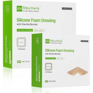 image4x4 20pks  5x5 10pks Silicone Foam Dressing for Bed Sore by NeuHeils