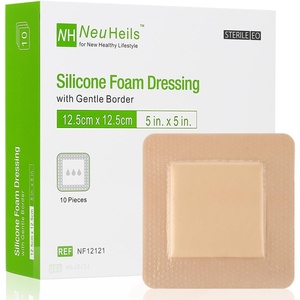 image:imageSilicone Adhesive Foam Dressing with Gentle Border 6x6 20 Packs for Bed Sore Leg Ulcer High Absorbency Waterproof Silicone Wound Bandages by NeuHeils5x510 Packs