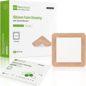 image:imageSilicone Adhesive Foam Dressing with Gentle Border 6x6 20 Packs for Bed Sore Leg Ulcer High Absorbency Waterproof Silicone Wound Bandages by NeuHeils6x6 Pack of 10