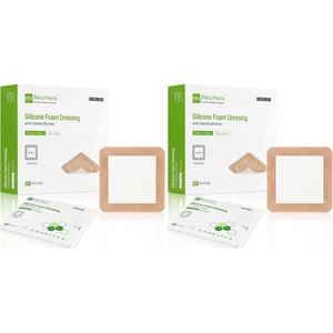 image:imageSilicone Adhesive Foam Dressing with Gentle Border 6x6 20 Packs for Bed Sore Leg Ulcer High Absorbency Waterproof Silicone Wound Bandages by NeuHeils6x6 Pack of 20