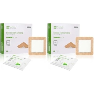 image:imageNeuHeils Silicone Adhesive Foam Dressing with Gentle Border 4x4 for Bed Sore Leg Ulcer 20 Pack High Absorbency Waterproof Silicone Wound Bandage4x4 Inch Pack of 20