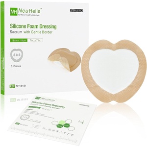 image:imageNeuHeils Silicone Adhesive Foam Dressing with Gentle Border 4x4 for Bed Sore Leg Ulcer 20 Pack High Absorbency Waterproof Silicone Wound Bandage7x7 Pack of 5